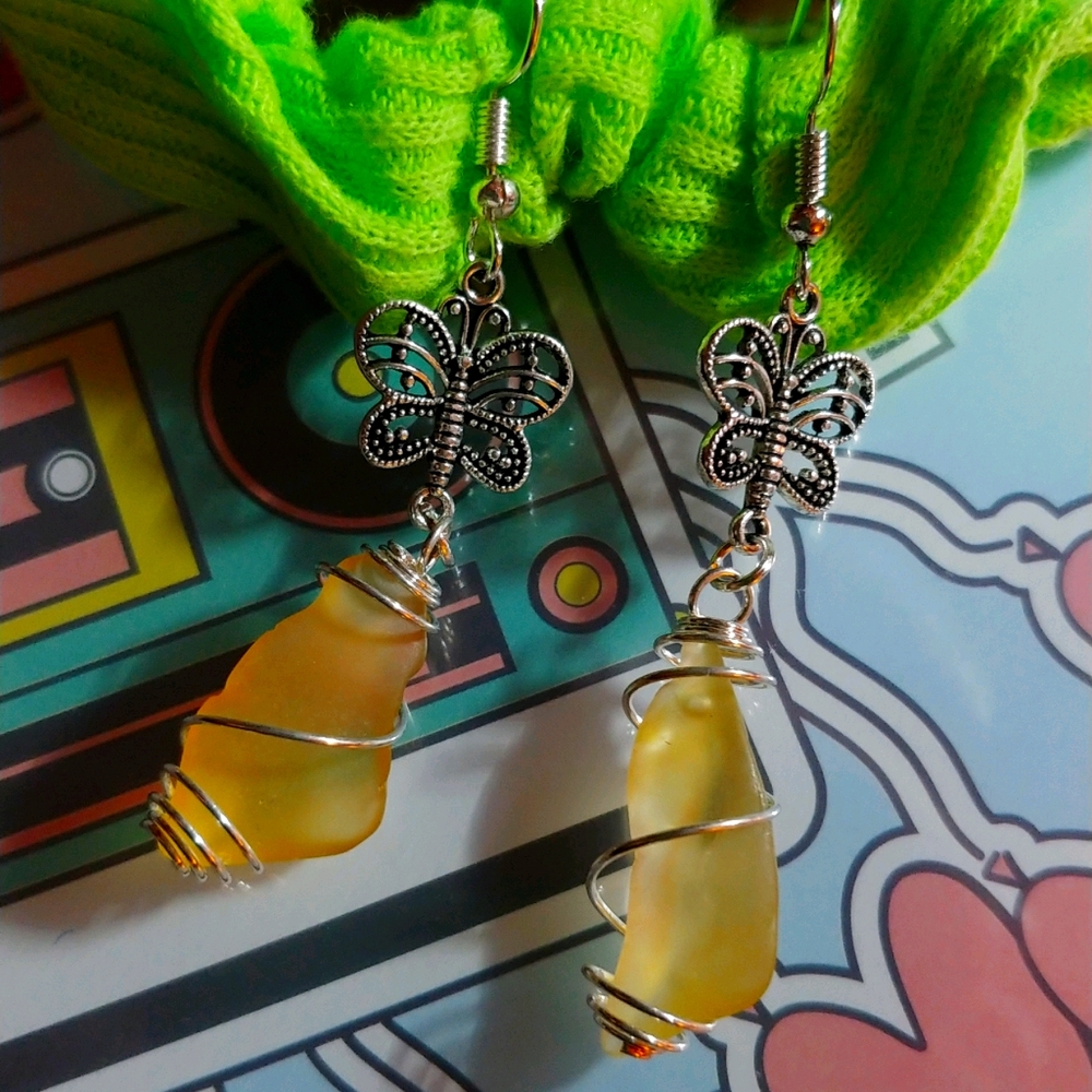 Citrine Seaglass earrings